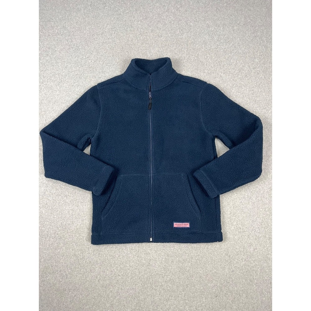 Vineyard Vine Stillwater Sherpa Jacket Mens S Blue Full Zip Mock Neck Quick Dry